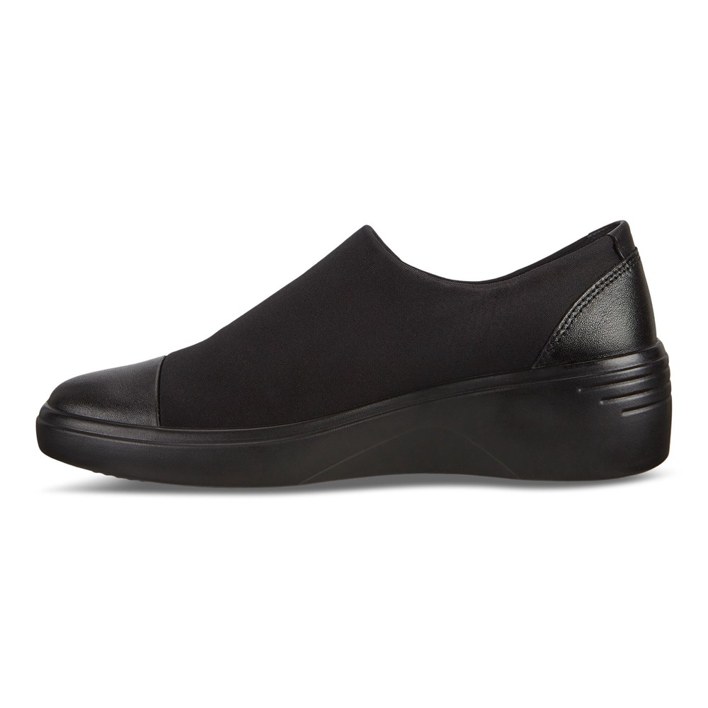 ECCO Womens Slip-On Black - Soft 7 Wedge - PJG-750926